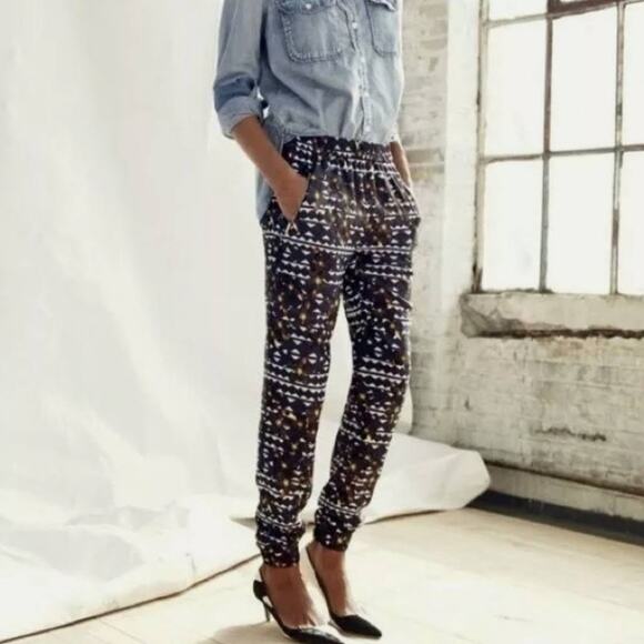 J CREW Floral Pants Joggers Womens Size 4 Abstract Office Professional Career - Picture 1 of 9